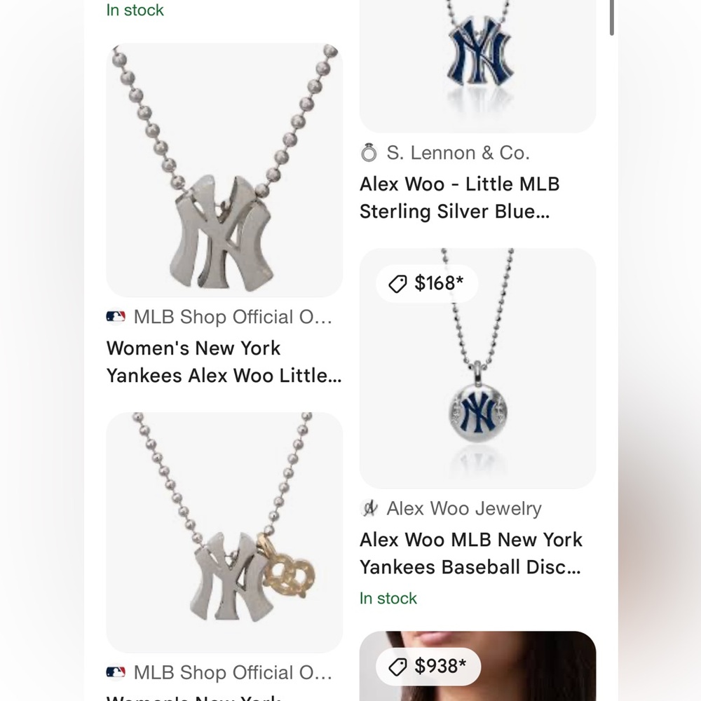New York Yankees 🍎 Alex Woo MLB sterling silver necklace NWT - Picture 6 of 13